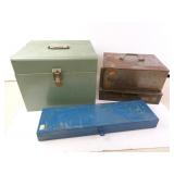 Lot of Vintage Parts/File Metal Boxes