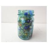 Lot of Misc. Vintage Glass Marbles in Jar