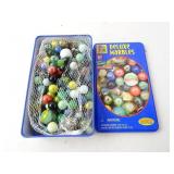 Lot of Pavillion Deluxe Marbles in Tin