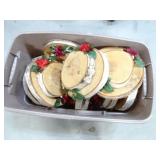 Lot of Birch Wood Round Faux Foliage