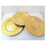 Lot of 3 Gold Painted 13" Charging Plates