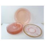 Lot of Vintage Pink Depression Glass Plates