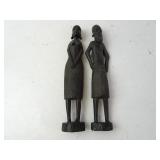 Pair of Ebony Wood African Statues 9.5'