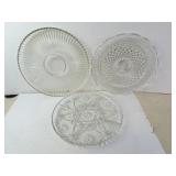 Lot of 3 Large Vintage Glass Serving Trays -