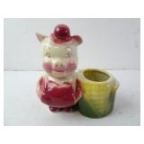 Vintage Shawnee Pig Farmer Pottery Planter