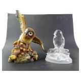 Two Ceramic and Crystal Owl Decorations