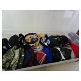 Rubbermaid Bin full of New and Used Hats