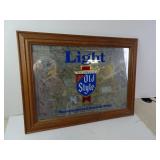 Heileman's Old Style Light Framed Bar Mirror -