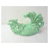 Vintage Red Wing Green Glaze Pottery Rooster Dish