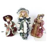 Lot of 3 Vintage Porcelain Head Dolls with