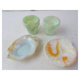 Lot of 4 Vintage Akro Agate Marbled Slag Glass