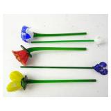 Lot of Hand Blown Art Glass Flowers with Stems