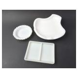 Lot of 3 Vintage Milk Glass Dishes