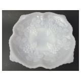 Vintage Grapevine Pattern Milk Glass Bowl 10'