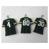 Three Ceramic Packers Jersey Ornaments