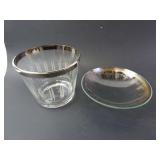 Lot of 2 Vintage Silver Painted Rim Glassware -