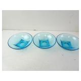 Lot of 3 Vintage Hazel Atlas Capri 6' Blue Glass
