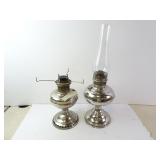 Lot of 2 Vintage Metal Body Oil Lamps - One has