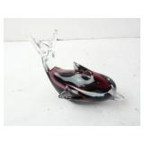Hand-Blown Art Glass Dolphin Paperweight - Purple