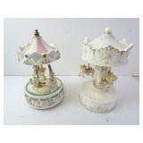 Lot of 2 Musical Wind-Up Decorative Carousels