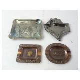 Lot of 4 Vintage Souvenir Metal Ash Trays - Texas