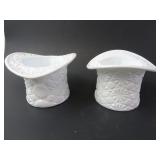 Lot of 2 Vintage Fenton Milk Glass Daisy & Button