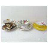 Lot of 3 Vintage Tea Cup & Saucer Chinaware Pairs