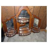 Vintage Triptych Panel Hanging Wall Mirror