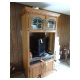 Vintage TV Cabinet with Upper Glass Panel Doors