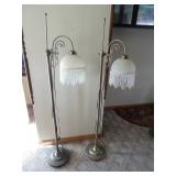 Set of Glass Shade Floor Lamps - 59' Tall
