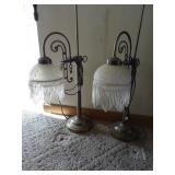 Set of Glass Shade Table Lamps - 27'