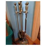Brass Fireplace Tool Set on Stand