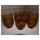 Lot of 5 Vintage Libbey Amber Glass Cannon