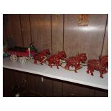 Cast Iron Clydesdale Wagon with Beer Barrels 28'