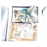 Box of Dept 56 Figurines and Light Strip