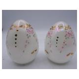 Lot of 2 Fenton Glass Iridescent Painted Eggs