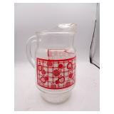 Vintage Fire King Red Apple Pitcher 76oz
