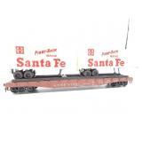 Santa Fe Flat HO Scale Model Train Car with Truck