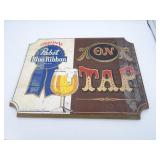 Vintage Pabst Blue Ribbon On Tap Sign 14' x 11'