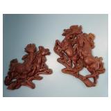 Pair of Vintage Plaster Horse Wall Dï¿½cor