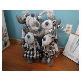 Lot of 4 Plush Grey Reindeer Dï¿½cor - Tallest is