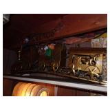 Large Brass Tone Metal Art Christmas Train