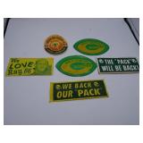 Lot of 1960s Green Bay Packers Stickers & Pin-Ups