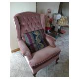 Vintage Mauve Wingback Lounge Chair