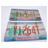 Set of Wisconsin Sesquicentennial License Plates