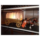 Large Vintage Golden Plum Horses & Covered Wagon