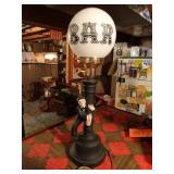 Vintage Porcelain 'Man on Lamp Post' Bar Lamp