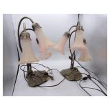 Pair of Tiffany Style Lilly Pad Trio Lamps with