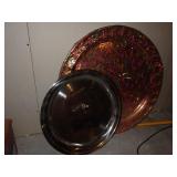 Lot of 2 Extra Large Serving Plates - Copper &