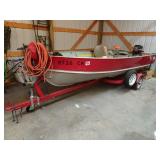 Retro Lund Boat on Trailer with Mercury 75HP